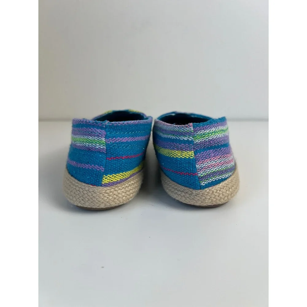 Mia Amore Espadrille Flats US 8 Blue Multicolor Striped Slip On Shoes Coastal